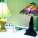 Blown Glass Table Lamp (left)
Stained Glass Lamp (right)